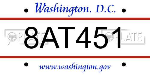 8AT451 District Of Columbia License Plate