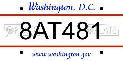 8AT481 District Of Columbia License Plate