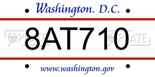 8AT710 District Of Columbia License Plate