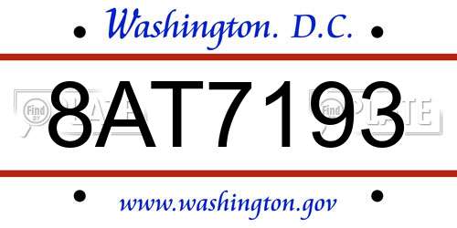 8AT7193 District Of Columbia License Plate