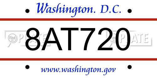 8AT720 District Of Columbia License Plate