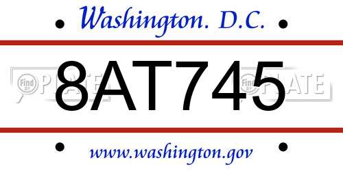8AT745 District Of Columbia License Plate