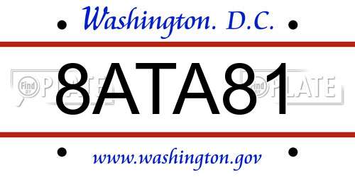 8ATA81 District Of Columbia License Plate