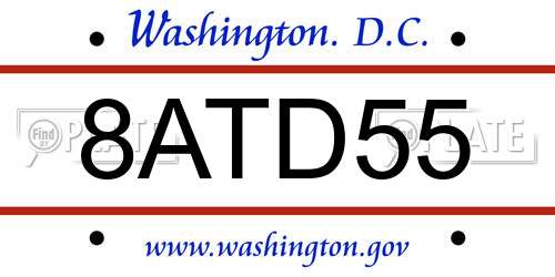 8ATD55 District Of Columbia License Plate