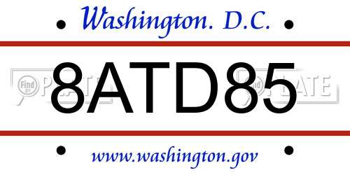 8ATD85 District Of Columbia License Plate