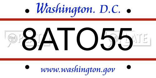 8ATO55 District Of Columbia License Plate