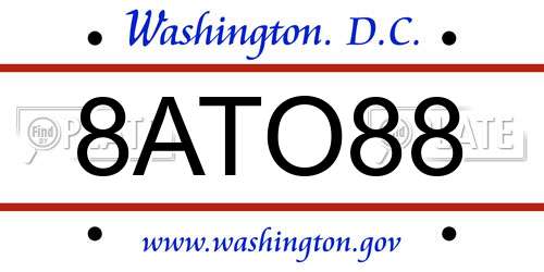 8ATO88 District Of Columbia License Plate