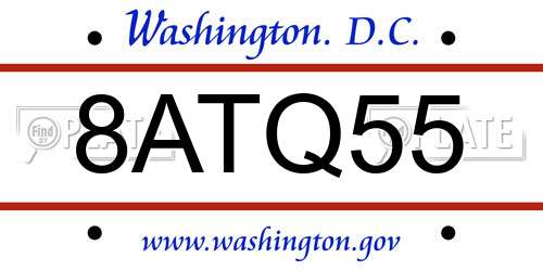 8ATQ55 District Of Columbia License Plate