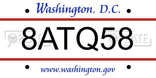 8ATQ58 District Of Columbia License Plate