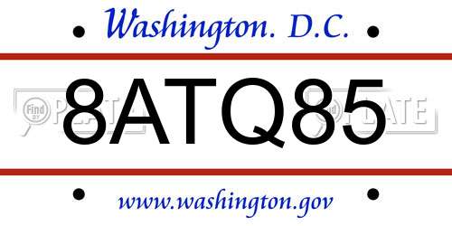 8ATQ85 District Of Columbia License Plate