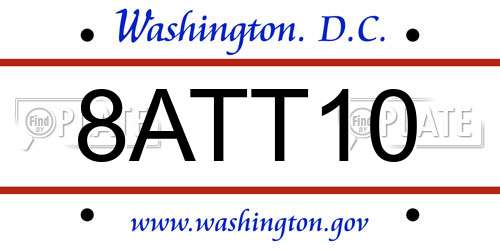 8ATT10 District Of Columbia License Plate