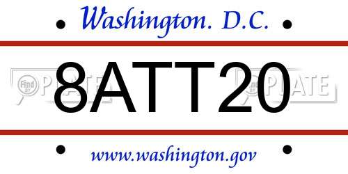 8ATT20 District Of Columbia License Plate