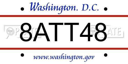 8ATT48 District Of Columbia License Plate