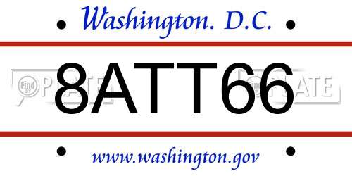 8ATT66 District Of Columbia License Plate