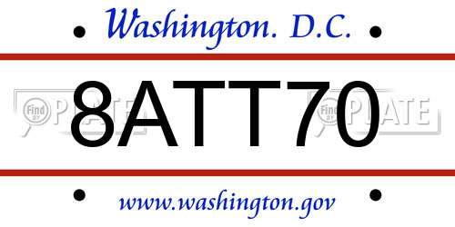 8ATT70 District Of Columbia License Plate