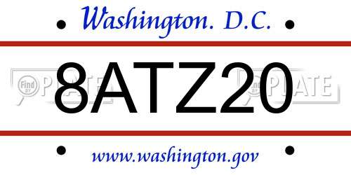 8ATZ20 District Of Columbia License Plate
