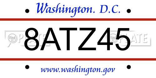8ATZ45 District Of Columbia License Plate