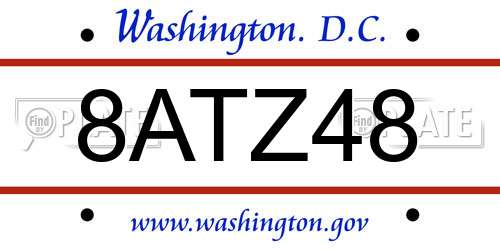 8ATZ48 District Of Columbia License Plate