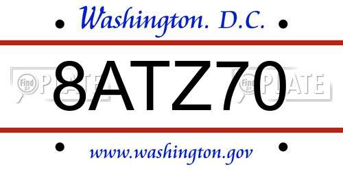 8ATZ70 District Of Columbia License Plate