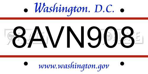 8AVN908 District Of Columbia License Plate