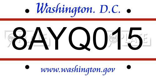 8AYQ015 District Of Columbia License Plate