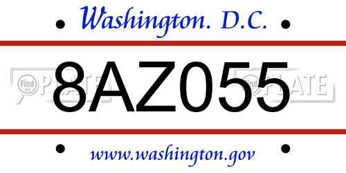 8AZ055 District Of Columbia License Plate