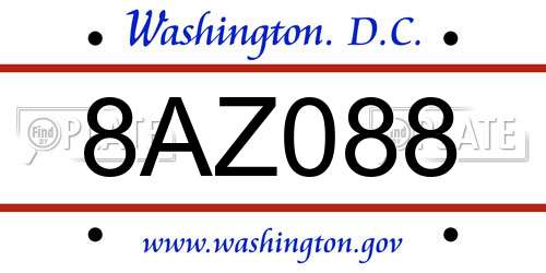 8AZ088 District Of Columbia License Plate