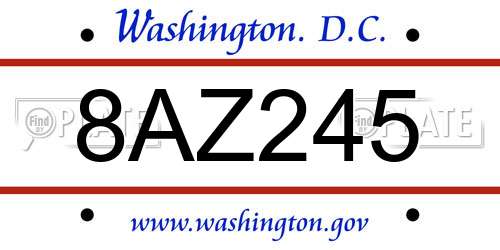 8AZ245 District Of Columbia License Plate