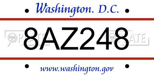 8AZ248 District Of Columbia License Plate