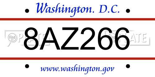 8AZ266 District Of Columbia License Plate