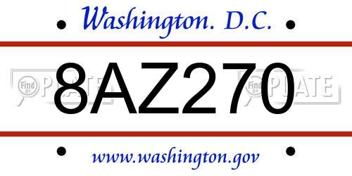 8AZ270 District Of Columbia License Plate