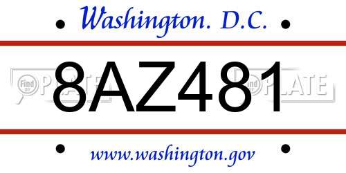 8AZ481 District Of Columbia License Plate