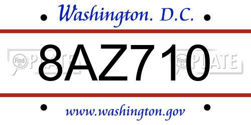 8AZ710 District Of Columbia License Plate