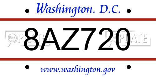 8AZ720 District Of Columbia License Plate