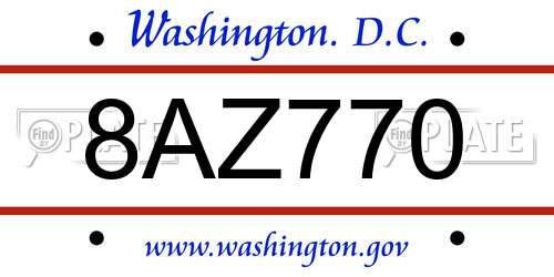 8AZ770 District Of Columbia License Plate
