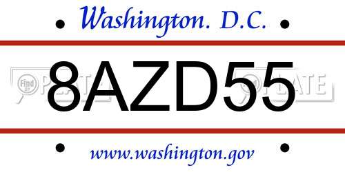 8AZD55 District Of Columbia License Plate