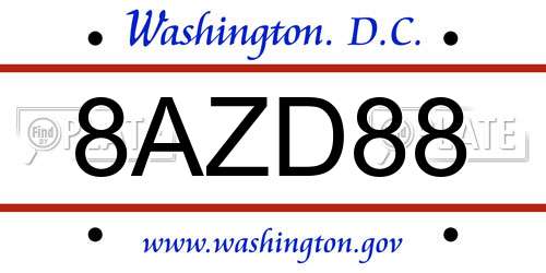 8AZD88 District Of Columbia License Plate