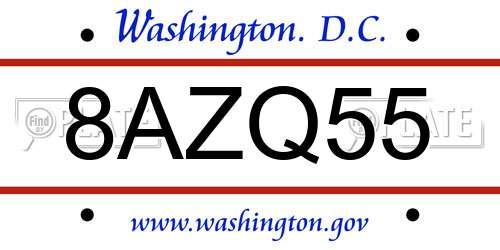 8AZQ55 District Of Columbia License Plate