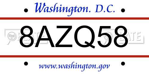 8AZQ58 District Of Columbia License Plate