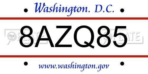 8AZQ85 District Of Columbia License Plate