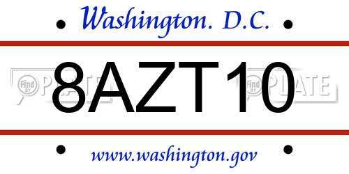 8AZT10 District Of Columbia License Plate