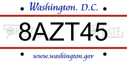8AZT45 District Of Columbia License Plate