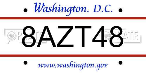 8AZT48 District Of Columbia License Plate