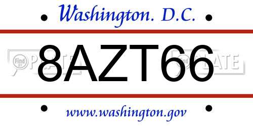 8AZT66 District Of Columbia License Plate