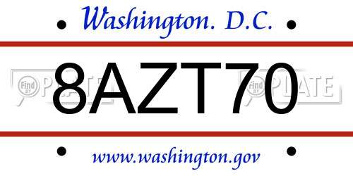 8AZT70 District Of Columbia License Plate
