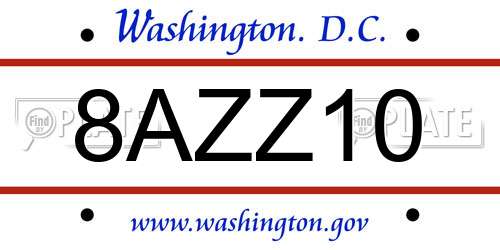 8AZZ10 District Of Columbia License Plate