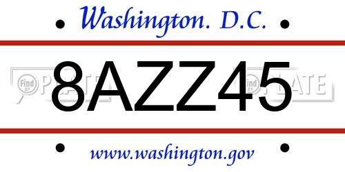 8AZZ45 District Of Columbia License Plate
