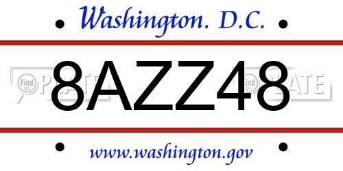 8AZZ48 District Of Columbia License Plate