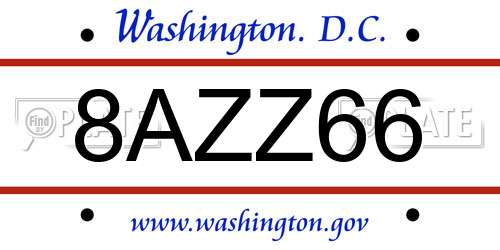 8AZZ66 District Of Columbia License Plate