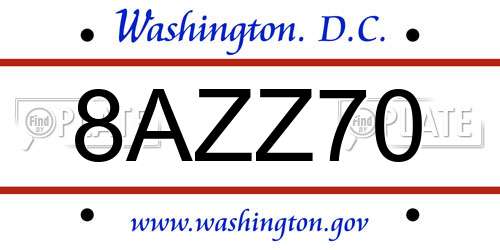 8AZZ70 District Of Columbia License Plate